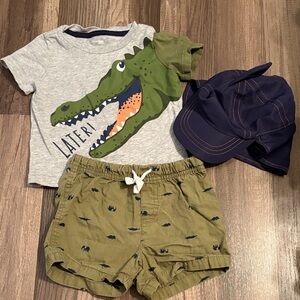 Dinosaur T-Shirt and Shorts Set with Hat